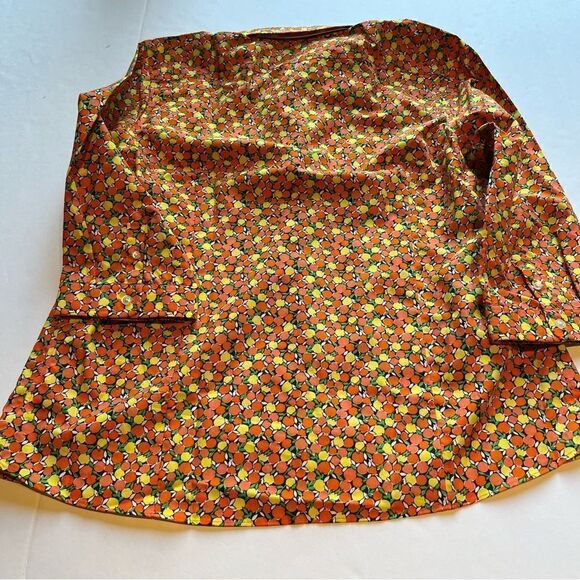 Lands' End Women's Button Up Blouse Orange/Ylw/Grn Citrus Pattern Size 16 - Picture 8 of 8